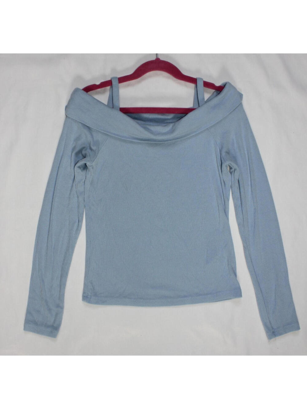 art class Light Blue Off-Shoulder Ribbed Long Sleeve Top W/Straps Size L 10/12